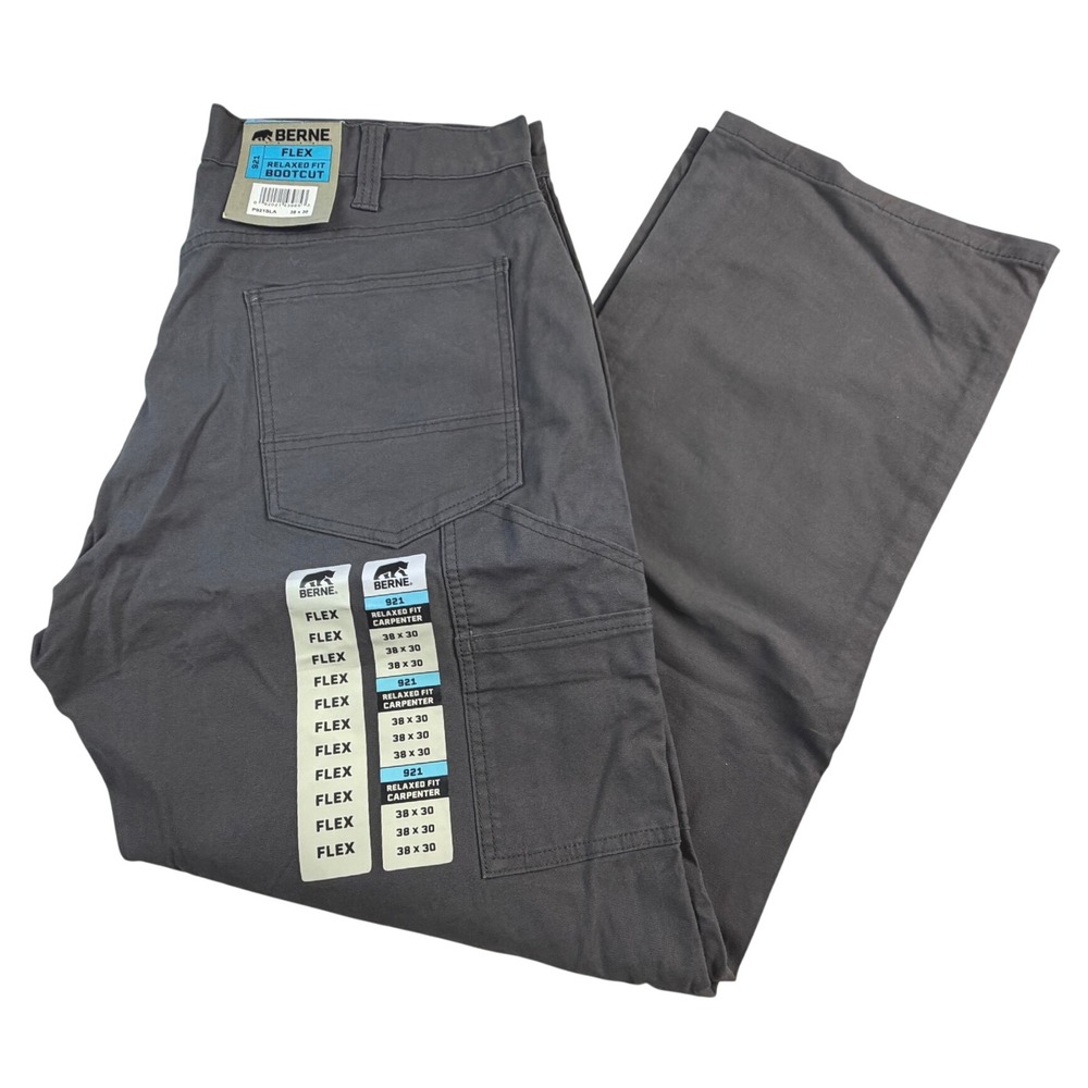 Berne 921 Relaxed Fit Carpenter Pants Mens 38x30 Slate Gray Flex Canvas P921SLA